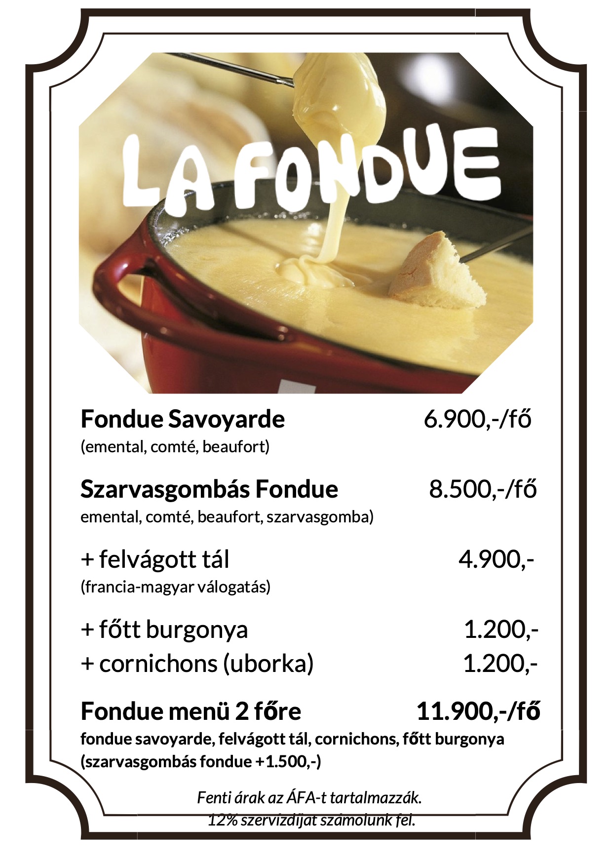 Fondue Menü