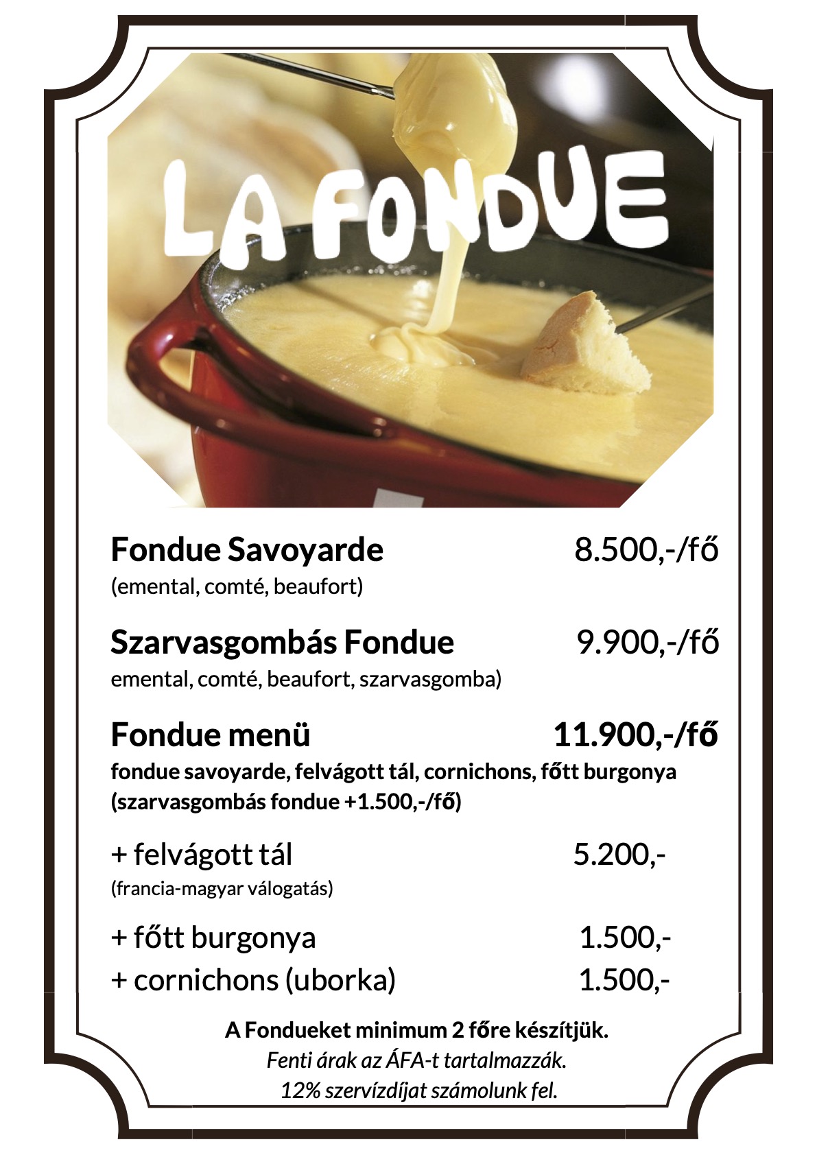 Fondue Menü